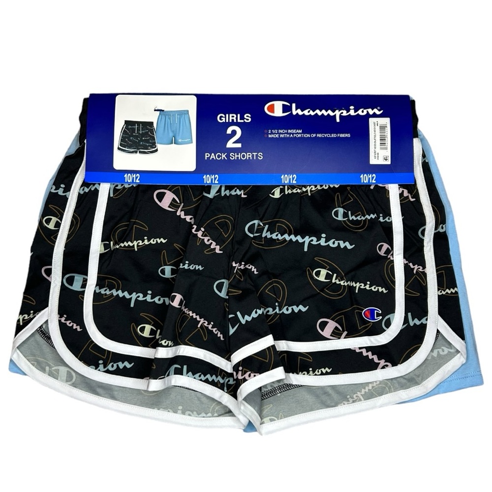 CHAMPION Girls 2 Pack of Shorts Sizes 7/8 & 10/12 - Picture 1 of 4